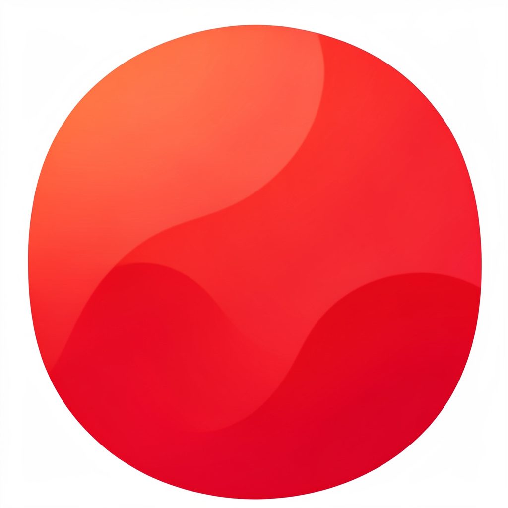 pequeño icono de logo circular en tonos rojos y grises