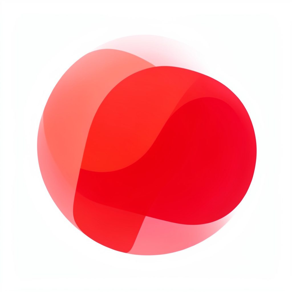 logo circular con motivo abstracto en rojo y gris